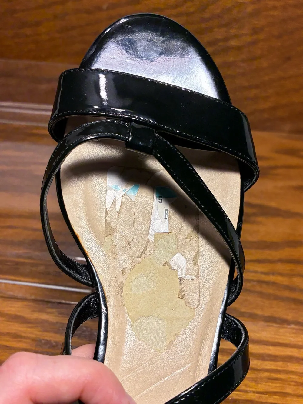 Cole Haan Black Patent Leather Strappy Wedge Sandals Size 6